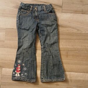 Gymboree Winter Snowflake Cozy Winter Denim Pant Size 4 Embroidery Vintage (C)